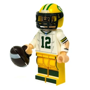 #12 QB Green Bay Football Player Minifig made using LEGO parts - Picture 1 of 1