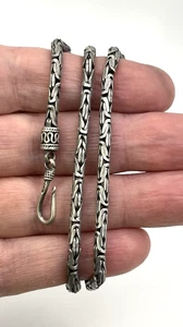 COLLAR BALI CUERDA BIZANTINA 18" PLATA DE LEY 925 MACIZA MATE ENNEGRECIDO 27g - Imagen 1 de 6