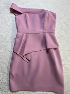 BCBGMAXAZRIA Womens Peplum Sheath Dress Pink Elegant One Shoulder Size 04 - Picture 1 of 10