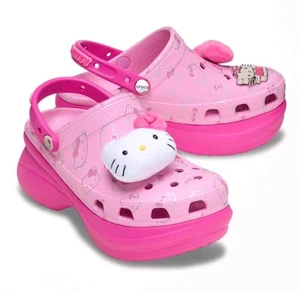 Crocs W9 Hello Kitty Pink Bae Clog Neu mit Etikett Gr. 9 Plateau - Bild 1 von 5