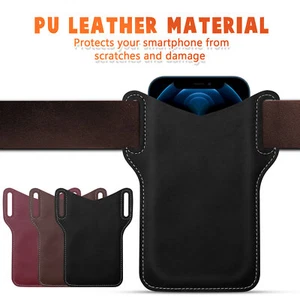 Men Cell Phone Belt Pack Bag Loop Waist Holster Pouch Case Leather Wallet Cover - Picture 1 of 42