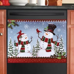 Cubierta imán para lavavajillas muñeco de nieve de vacaciones copo de nieve escarchado cubierta imán de hoja perenne - Imagen 1 de 1