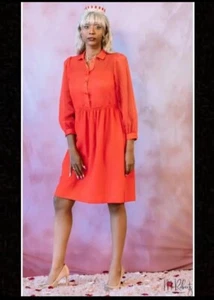 Large Red Retro Vintage Style Dress - Picture 1 of 11