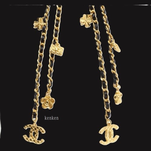 CHANEL Collana Ciondolo Girocollo AUTENTICA Kenkenjp Icona Charm Profumo Oro Pelle
