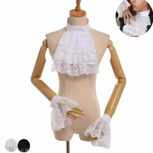 Victorian Collar Halloween Lace Jabot Cuffs Detachable Collar & Wrist Cuffs - Picture 1 of 22