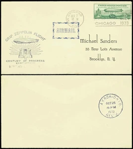 SAVOYSTAMPS - USA Cover - Graf Zeppelin FDC 1933 - C18 - Chicago Oct 7th, 1933 - Picture 1 of 1