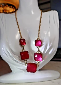 AVON hell facettiertes Halsband Halskette rosa goldfarbene Kette 17-20" verstellbar - Bild 1 von 4