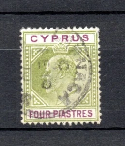 Cyprus 1904 old 4 p King Edward stamp (Michel 52) nice used - Picture 1 of 2