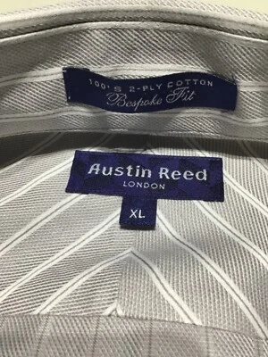 Austin Reed, talla, XL, gris, blanco, rayas, cuello extendido, vestido/camisa informal Foto 1 de 4