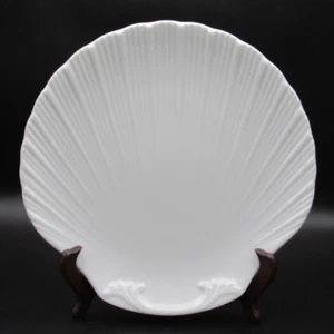Apilco Large Shell Plate,  9 3/4" Embossed Porcelain, Classic Whiteware, France - Picture 1 of 12