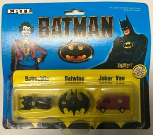 VINTAGE Ertl Batman W/ Batmobile, Batwing, And Joker Van NIB 1989 Die Cast Metal - Picture 1 of 4
