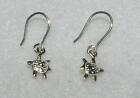 Petite Turtle Dangle Earrings 925 Sterling Silver Nautical Tiny French Wires