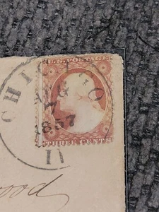US Stamps # 25 type 1 On Cover 8/7/1857 Chicago, IL - SCV $325.00+ - Picture 1 of 9