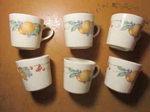 Corelle Corning Ware Abundance Fruit Coffee Mugs Tea Cups Lot Of 6 - Picture 1 of 3