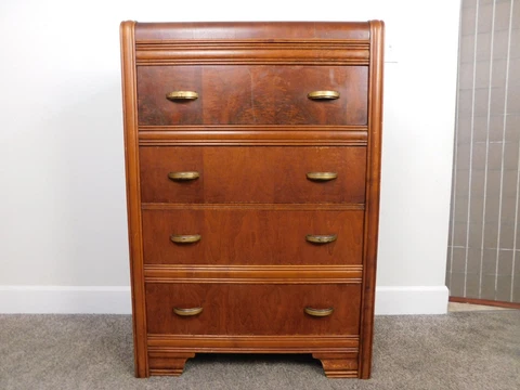 Handsome Art Deco Antique 4 Drawer Dresser Chest 4 Drawer Mid Size 44" T SOLID! Cover