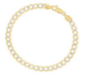 Floreo 10k Two-Tone 4.5mm Lite Curb Cuban Chain Bracelet or Anklet - Picture 1 of 5