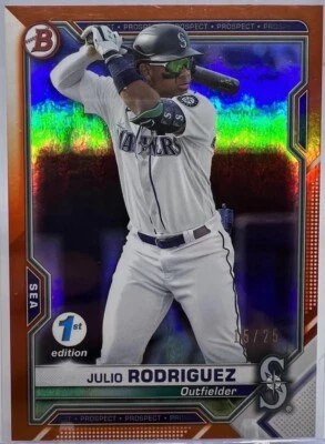 2021 Bowman Prospects BP-86 Julio Rodriguez Orange Refractor 15/25 - Image 1 of 2
