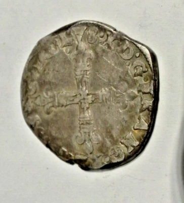 KING CHARLES X 1/4 ECU 1593 NANTES    SILVER RARE  and historique coin - Image 1 of 2