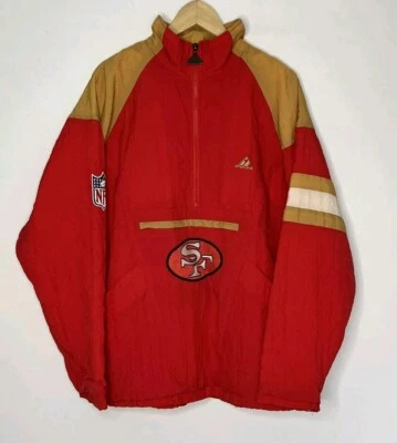 Vintage San Francisco 49ers APEX One NFL Kangaroo Pouch Quilted Jacket Pullover  - Image 1 of 4