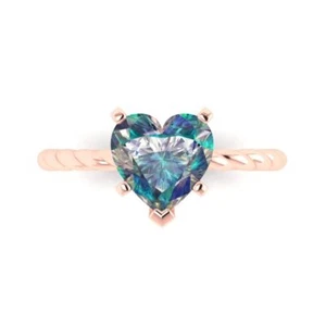 2 cttw Solitaire Blue Moissanite Engagement Ring - 14K Solid Gold (Rose Gold) - Picture 1 of 11