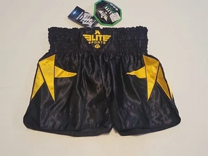 Elite Sports Men's Sz S Black & Gold Boxing Trunks MMA Fighting Training Shorts - Picture 1 of 4