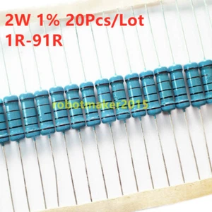 20 piezas 2W 2 vatios resistencia de película metálica ±1% 10R 22R 47R 51R 4.7R 33R 1-91 Ω ohmios - Imagen 1 de 3