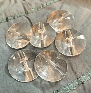 6 Clear Acrylic Button 1 1/8" diameter Shank Attachment - Picture 1 of 3