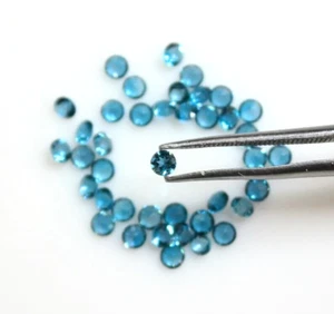 Natural London Blue Topaz 1.75mm Round Faceted Calibrated Loose Gemstone 25 Pc - Picture 1 of 5