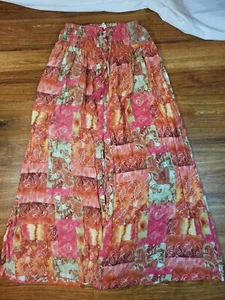 Christian Siriano Size Small Button Front Paisley Maxi Skirt Pink & Orange - Picture 1 of 6