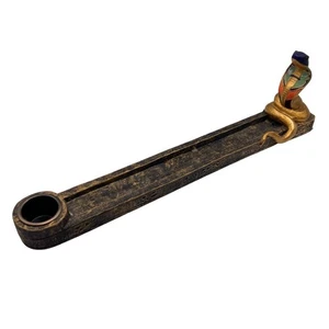 VTG Egyptian Cobra Snake Incense & Resin Holder – 10.5” Long – Black/Gold - Picture 1 of 8