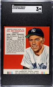 1953 Redman Tobacco Gil Mcdougald #AL-23 SGC 3 - Picture 1 of 2