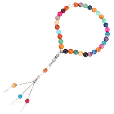  10mm bunte Achat Armband Schnur Perlen Handkette muslimisches Armband für - Bild 1 von 4