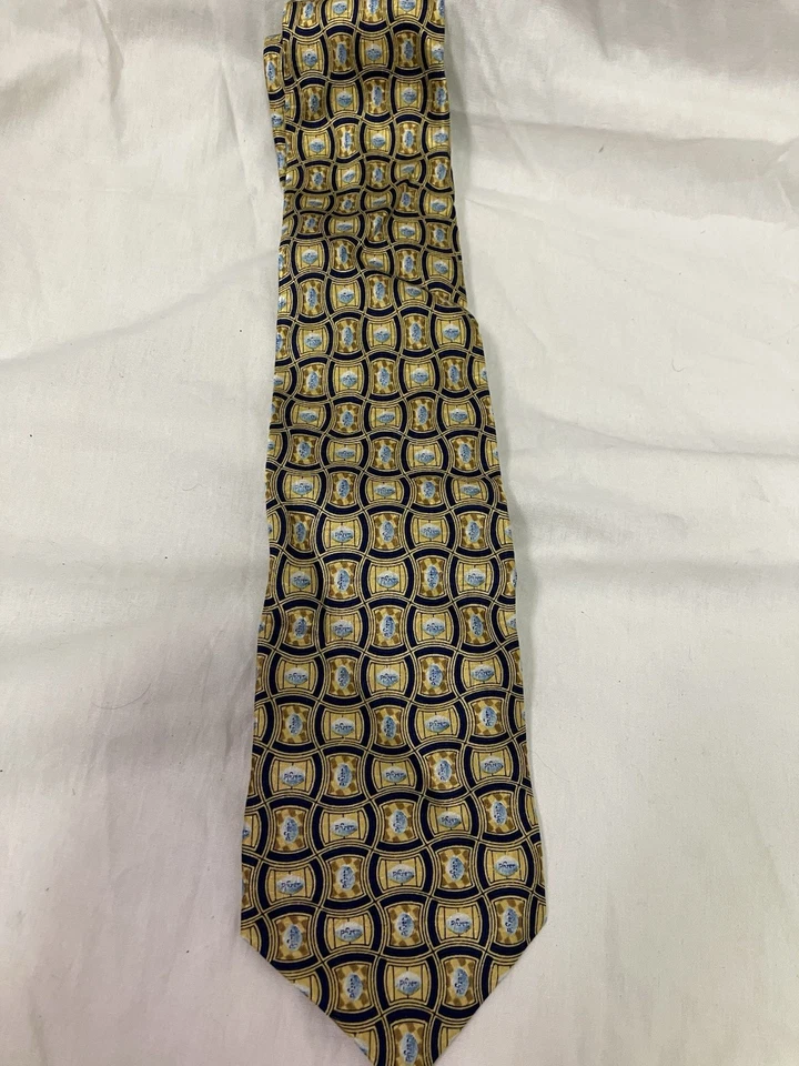 Pfizer Viagra Corbata Azul Píldora Representante de Medicamentos Farmacia Geométrica Dorado Amarillo Médicos Para Hombres Foto 1 de 4