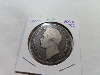 K90 Germany Wurttemberg 1850 2 Gulden - Image 1 of 2