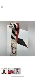 Dior Mitzah Scarf 106cm 41″ 6cm 2″ long rectangle silk logo red black - Picture 1 of 5