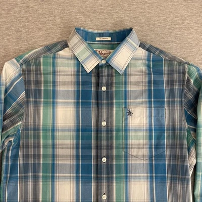 Camisa Original Penguin by Munsingwear Para Hombre M Calce Clásico Abotonada Azul A Cuadros Foto 1 de 4