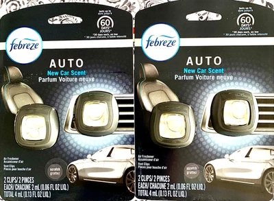 FEBREZE - Lote (2)- (4) Clips Auto Nuevo Aroma Coche - Clips Ventilación Ambientador - SELLADOS Foto 1 de 4