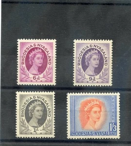 RHODESIA & NYASALAND Sc 147-150 (SG 7-10)*F-EN MUY BUEN ESTADO LH 1954 6d-1SH3d VALORES $30 - Imagen 1 de 1