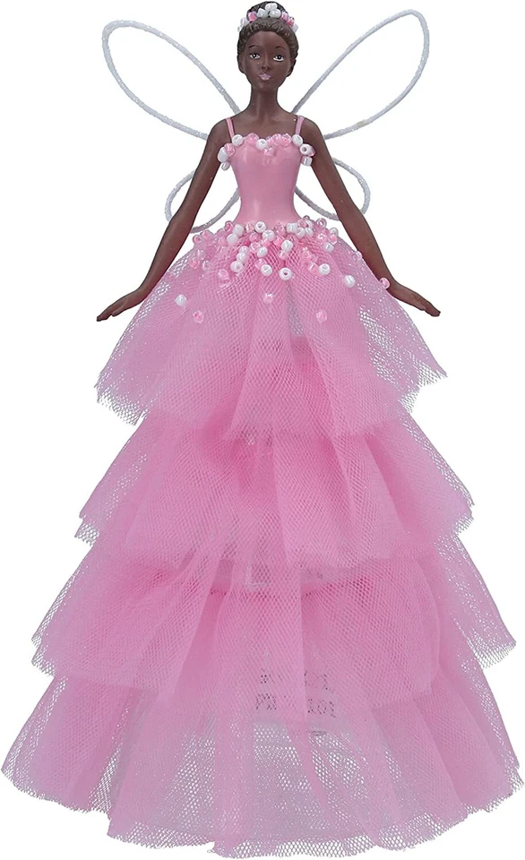Gisela Graham Pink Festive Fairy Christmas Tree Topper with Beads and Wings - Image 1 of 1