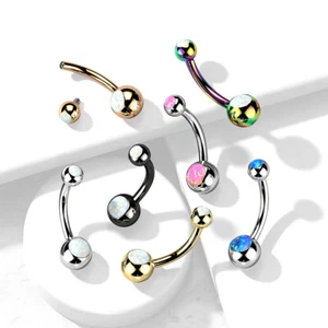 Piercing Banane Nombril en Titane et Opale - Différentes Couleurs au choix - Picture 1 of 10