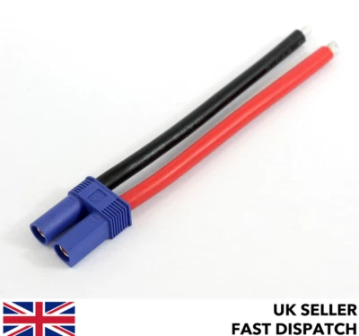 Female EC5 (5mm bullet) connector pigtail/cable 100mm 10 AWG silicone wire RC - Image 1 of 3