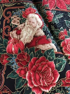 Joan Messmore Cranston Christmas Metalic Fabric Victorian Santa Cotton 3 Yds - Picture 1 of 7