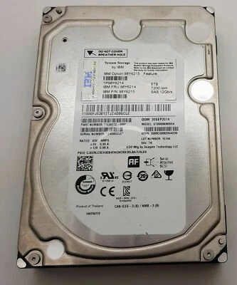 IBM 6TB 7200rpm SAS 12Gb/s 98Y6214 98Y6215 ST6000NM0054 3.5" Hard Drive - Image 1 of 4