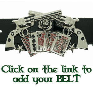 Royal Flush Belt Buckle Playing Cards Gambling Casino Ace Guns Biker Cowboy