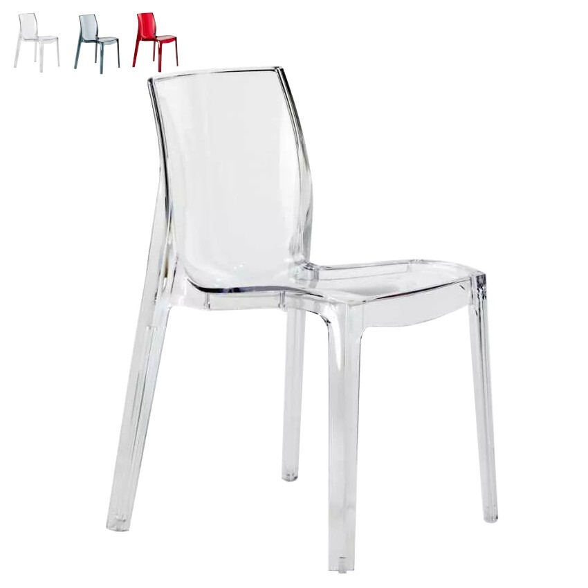 Sedia Impilabile Upon Hypnotic | Policarbonato Trasparente Rosso | 54x50x84cm | Made In Italy - Foto 10