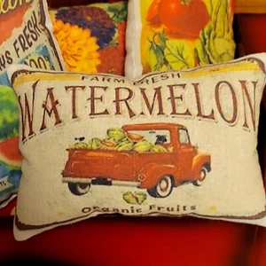 Red Truck Watermelons Vintage Inspired Tuck Pillow Peg / Door Hanger - Picture 1 of 2