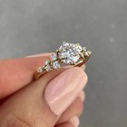 Yellow Gold Ring Diamond Wedding 14K IGI GIA HRD Lab Grown Round Cut 1.25 Carat
