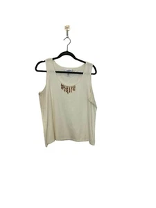 JUDITH HART Beaded Tank Top Cream - Picture 1 of 3