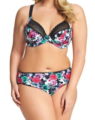 Elomi Jenna Collection 44D 4X Sujetador con aros Conjunto de bragas calzoncillos florales Foto 1 de 2