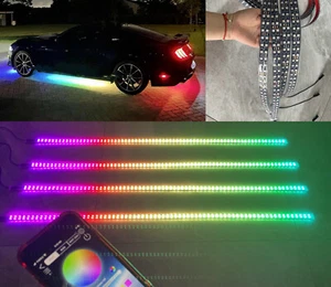 4PCS 5FT Double Row Dream CHASING Strips IP68 Bluetooth Remote Underglow Lights - Picture 1 of 17